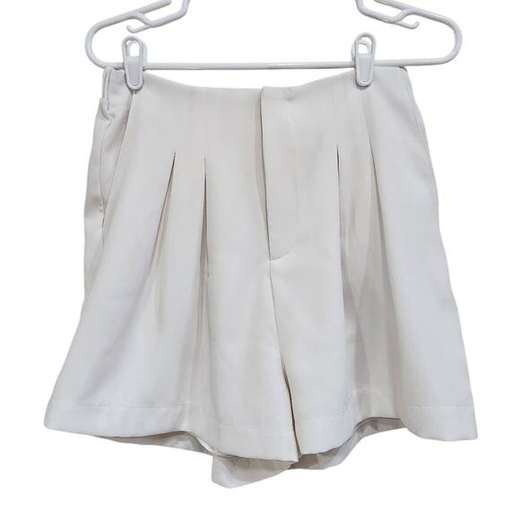 Promesa Pleated Trouser Shorts High Rise Elastic Waist Wide Leg White Medium - Picture 1 of 9